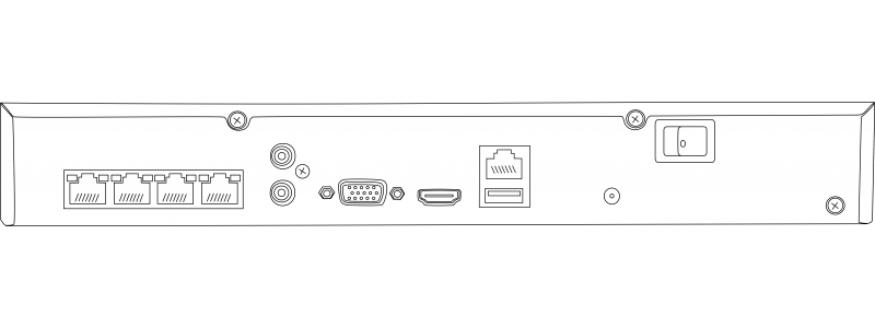 NEOSTAR 4-Kanal 4K UHD PoE Netzwerk Videorekorder, 3840x2160p, 40Mbit, H.265 / H.264, VCA, CMS, HDMI 4K, 48V DC