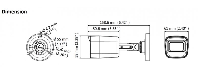 NEOSTAR 8.0MP 4K UHD EXIR TVI Außenkamera, 2.8mm, Nachtsicht 30m, WDR 130dB, Smart-IR, 12V DC, IP67