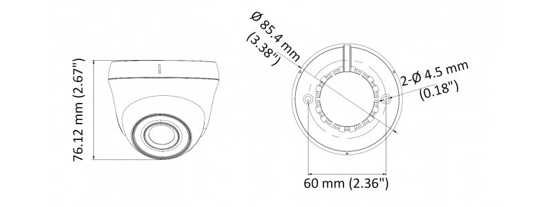 HiLook 2.0MP EXIR TVI Mini Dome-Kamera, 2.8mm Objektiv, Nachtsicht 20m, 12V DC, IP66