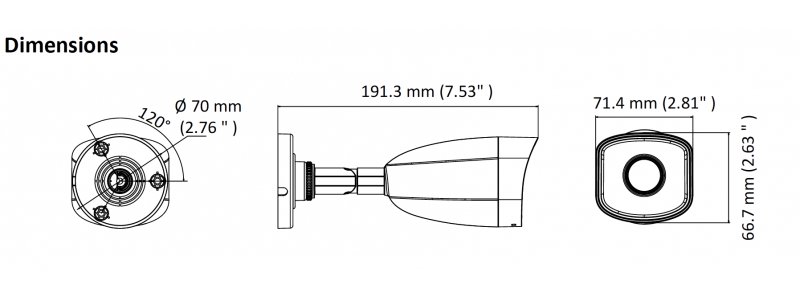 HiLook 5.0MP Infrarot IP Außenkamera, 2.8mm, 2560x1920p, Nachtsicht 30m, H.265+, PoE/12V DC, IP67