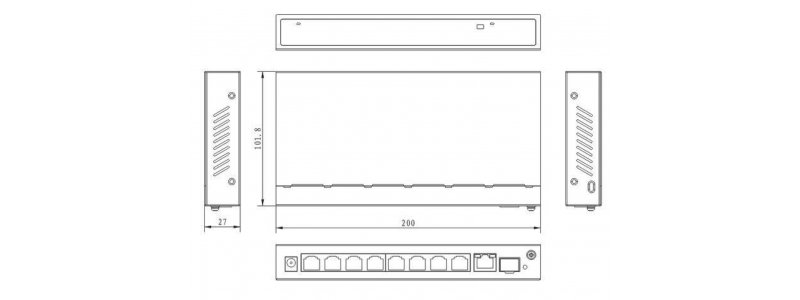 8x PoE Netzwerk Gigabit Switch, 2x Gigabit Uplink-Ports, 120W, 20Gbps Kapazität, CCTV-Modus, Metallgehäuse