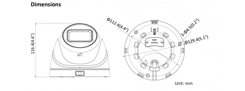 HiLook 4.0MP Infrarot IP Turret Kamera, 2.8-12mm Motorzoom, 2560x1440p, Nachtsicht 30m, WDR 120dB, H.265+, PoE/12V DC, IP67