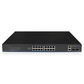 16x PoE+ Gigabit Switch, 4x Gigabit Uplink-Ports (RJ45 + SFP), 170W, 20Gbps Kapazität, CCTV-Modus 16x PoE+ Gigabit Switch, 4x Gigabit Uplink-Ports (RJ45 + SFP), 170W, 20Gbps Kapazität, CCTV-Modus