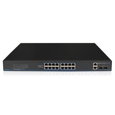 16x PoE+ Gigabit Switch, 4x Gigabit Uplink-Ports (RJ45 + SFP), 170W, 20Gbps Kapazität, CCTV-Modus 16x PoE+ Gigabit Switch, 4x Gigabit Uplink-Ports (RJ45 + SFP), 170W, 20Gbps Kapazität, CCTV-Modus