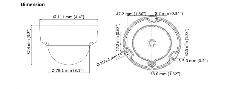 NEOSTAR 8.0MP Vandalensichere EXIR TVI / CVI / AHD Dome-Kamera, 2.8mm, Nachtsicht 30m, WDR, 12V DC, IK10, IP67