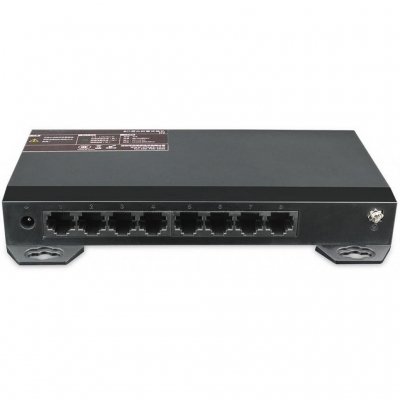 8x Port Netzwerk Gigabit Switch, 16Gbps Kapazität, Unmanaged, CCTV-Modus, geschirmte RJ-45 Ports, Lüfterloses Metallgehäuse