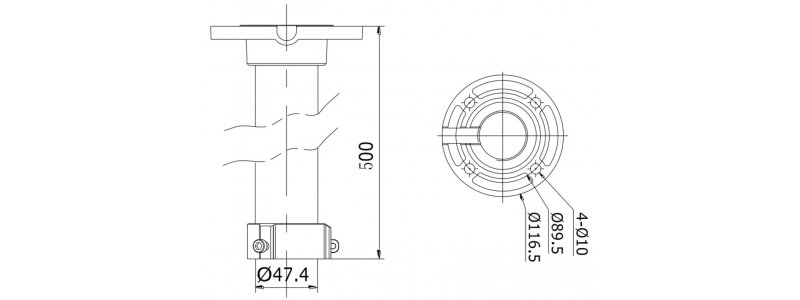 NEOSTAR Deckenhalterung für NEOSTAR und HiLook PTZ-Kameras, Aluminium, Weiß, 500mm Länge