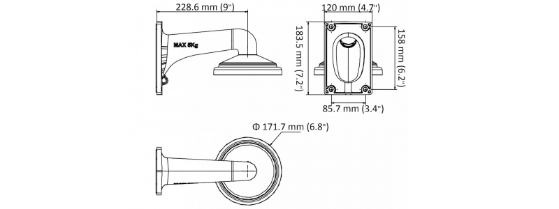 Neostar Wandhalterung für PTZ-Kameras, z.B. NTI-ST4125IR-PTZ, Aluminium