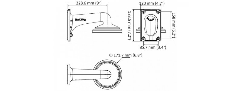 Neostar Wandhalterung für PTZ-Kameras, z.B. NTI-ST4125IR-PTZ, Aluminium