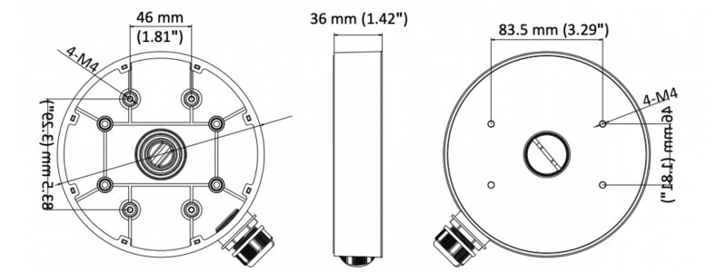 Neostar Junction Box / Anschlussdose für Dome-Kameras wie z.B. NTI-D6014MIR, Aluminium