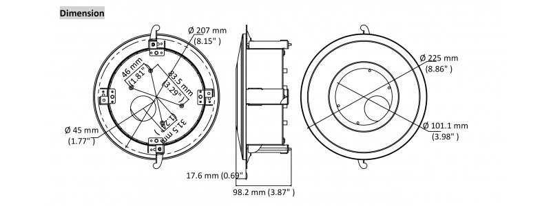 Neostar Deckeneinbaukit für die Dome-Kameras NTI-D8014MIR / NTI-8015MIR