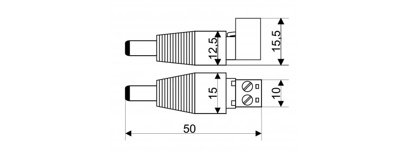 Strom-Adapter, DC-Adapter, DC-Stecker 2.1mm/5.5mm auf Lüsterklemme 2-pol. (männlich)