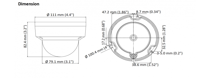 NEOSTAR 5.0MP Vandalensichere EXIR TVI Dome-Kamera, 2560x1944p, 2.8mm Weitwinkel, Nachtsicht 25m, D-WDR, 12V DC, IK10, IP67