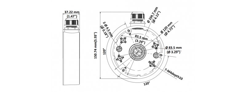 NEOSTAR Junction Box / Anschlussdose für mini Dome-Kameras wie z.B. NTI-D8007IR-PE, Aluminium