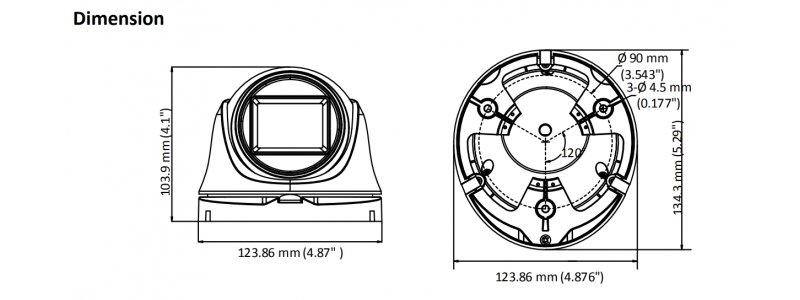 HiLook 2.0MP Eyeball EXIR TVI Dome-Kamera, 2.7-13.5mm Motorzoom, Nachtsicht 70m, WDR 120dB, Smart-IR, 12V DC, IP66