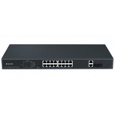 BALTER X ECO Unmanaged PoE Switch mit 16 x 100Mbps PoE Netzwerk-Ports (RJ45) + 2x 1000Mbps Ports, 250 Watt, 230V AC