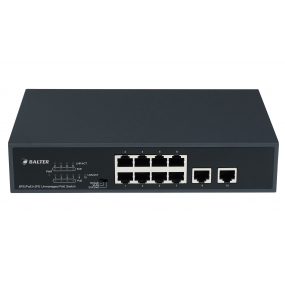 BALTER X ECO Unmanaged PoE Switch mit 10 x 100Mbps Netzwerk-Ports (RJ45) inkl. 8x PoE-Ports, 120 Watt, 230V AC