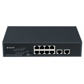 BALTER X ECO Unmanaged PoE Switch mit 10 x 100Mbps Netzwerk-Ports (RJ45) inkl. 8x PoE-Ports, 120 Watt, 230V AC