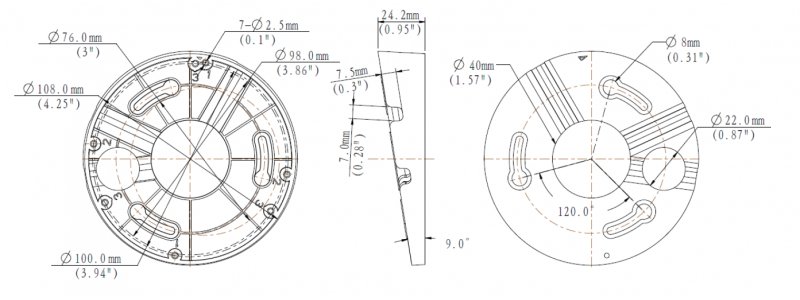 BALTER X Geineighte Dome-Kamera Deckenhalterung, D108 x 23 mm, Deckenmontage, Kunststoff, Weiß