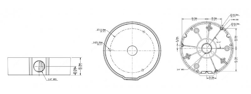 BALTER X Anschlussdose PRO Dome-Kameras mit Motorzoom, D144.8 x 40 mm, Wand- und Deckenmontage, Aluminium