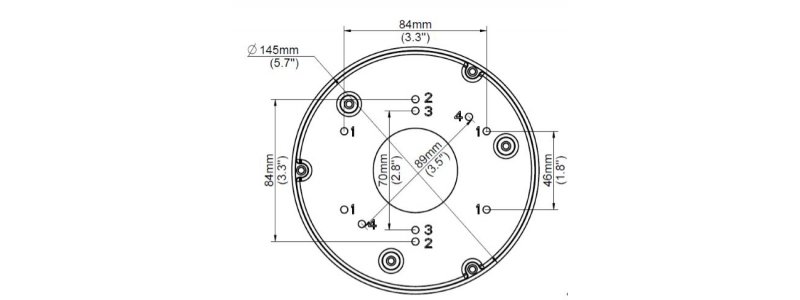 BALTER X Montageplatte für PRO Dome-Kameras mit Vario- und Motorzoom-Objektiven, D145 x 13 mm, Aluminium