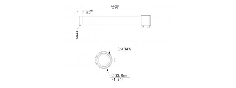 BALTER X Erweiterung der Deckenhalterung (200mm, benötigt Adapter für Hängemontage mit BCC-A05CM), D32 x 220 mm, Aluminium, Weiß