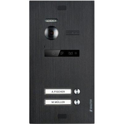 BALTER EVO-HD Black Türstation für 2 Teilnehmer, IP über 2-Draht BUS Technologie (Video / Audio / Strom), 175° Ultraweitwinkel