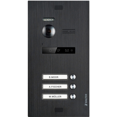 BALTER EVO-HD Black Türstation für 3 Teilnehmer, IP über 2-Draht BUS Technologie (Video / Audio / Strom), 175° Ultraweitwinkel BALTER EVO-HD Black Türstation für 3 Teilnehmer, IP über 2-Draht BUS Technologie (Video / Audio / Strom), 175° Ultraweitwinkel