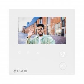 BALTER EVO MINI 4.3" Videostation, LCD-Farb-Bildschirm, Sensortasten, 2-Draht BUS, Plexiglas, Interkom, Weiß