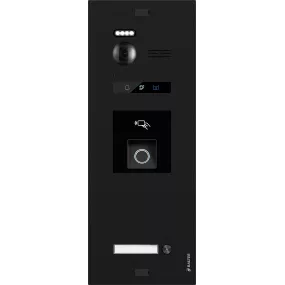 BALTER EVO-HD-BLACK-FN-1FAM Türstation in Schwarz für 1 Teilnehmer mit Fingerprintmodul und Full HD Video (1080p), 2-Draht IP-BUS Technologie (Video / Audio / Strom), 175° Weitwinkelkamera