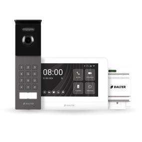 BALTER ENTRI S SET, Dunkel Graue Full HD Türstation für 1 Teilnehmer, 150° + HD 7" Monitor, Touchscreen + Hauptstromverteiler
