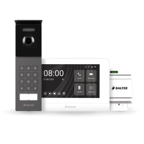 BALTER ENTRI S SET, Dunkel Graue Full HD Türstation für 1 Teilnehmer, 150° + HD 7" Monitor, Touchscreen + Hauptstromverteiler