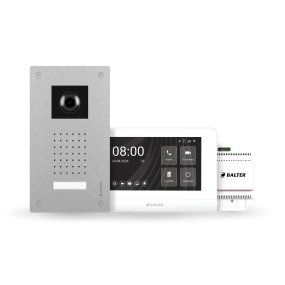 BALTER ENTRI L SET, Silberne Full HD Türstation für 1 Teilnehmer, 150° + HD 7" Monitor, Touchscreen + Hauptstromverteiler