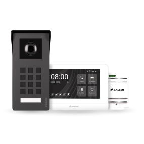 BALTER ENTRI M SET, Dunkel Graue Full HD Türstation für 1 Teilnehmer, 150° + HD 7" Monitor, Touchscreen + Hauptstromverteiler