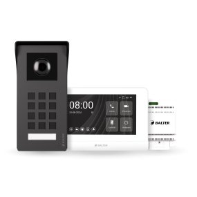 BALTER ENTRI M SET, Dunkel Graue Full HD Türstation für 1 Teilnehmer, 150° + HD 7" Monitor, Touchscreen + Hauptstromverteiler