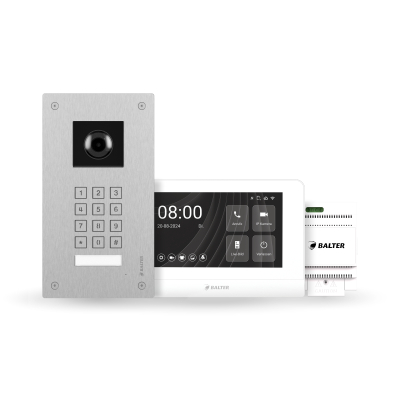 BALTER ENTRI LN SET, Silberne Full HD Türstation für 1 Teilnehmer, 150° + HD 7" Monitor, Touchscreen + Hauptstromverteiler