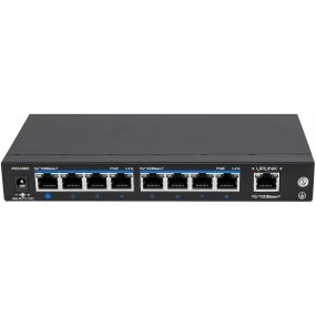 8x PoE Netzwerk Switch, 1x Uplink-Ports, 120W, CCTV-Modus, Metallgehäuse 8x PoE Netzwerk Switch, 1x Uplink-Ports, 120W, CCTV-Modus, Metallgehäuse