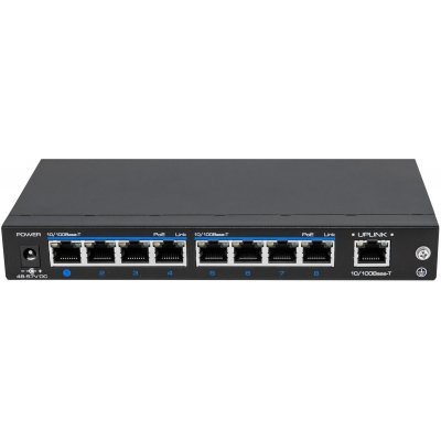8x PoE Netzwerk Switch, 1x Uplink-Ports, 120W, CCTV-Modus, Metallgehäuse 8x PoE Netzwerk Switch, 1x Uplink-Ports, 120W, CCTV-Modus, Metallgehäuse