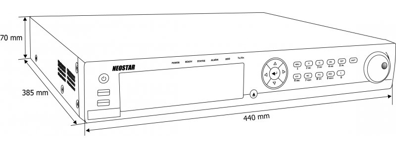 NEOSTAR 16-Kanal PoE Netzwerk Videorekorder, 2592x1944p, 160Mbit, H.264, VCA, Alarm, CMS, HDMI, 230V AC