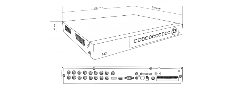 NEOSTAR 16-Kanal Hybrid HD-TVI/AHD + IP Videorekorder, 400B/S bei 1080p, H.264, 3MP / 4MP, Audio, Dual-Stream, CMS, 12V DC
