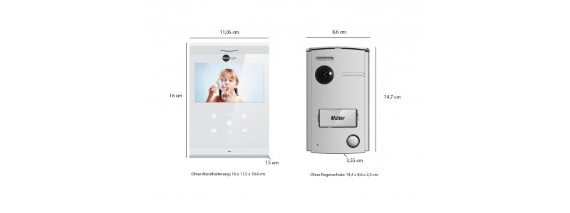 NeoLight 2-Draht Video-Türsprechanlage mit 4.3" Ultra-Slim Monitor + Türstation mit 120° Weitwinkel-Kamera, Nachtsicht, Türöffn