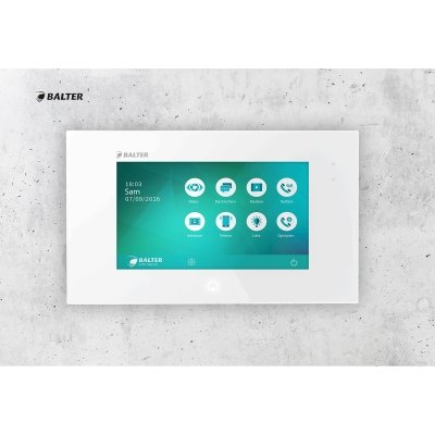 BALTER JUNO 7 " Videostation, Touchscreen Bildschirm, 2-Draht BUS Technologie, Plexiglas, Interkom, microSD-Slot, Weiß